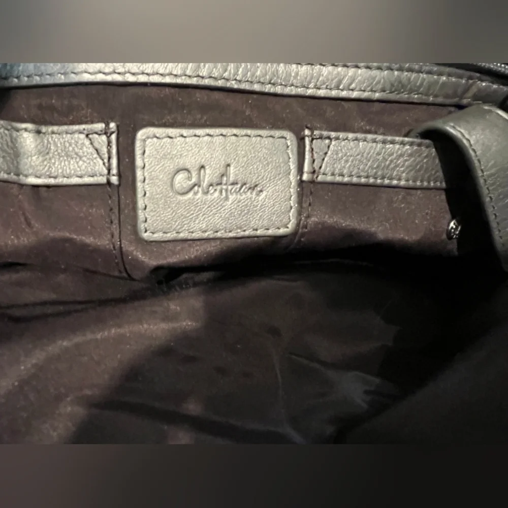 Cole Haan Rouched Vintage Silver Leather Satchel New With Tags